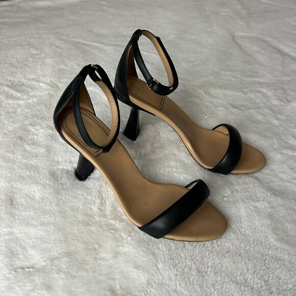 Givenchy Italy Made Womens 37 US 6 Black Leather High Heels Sandals Pumps Shoes - Picture 1 of 10
